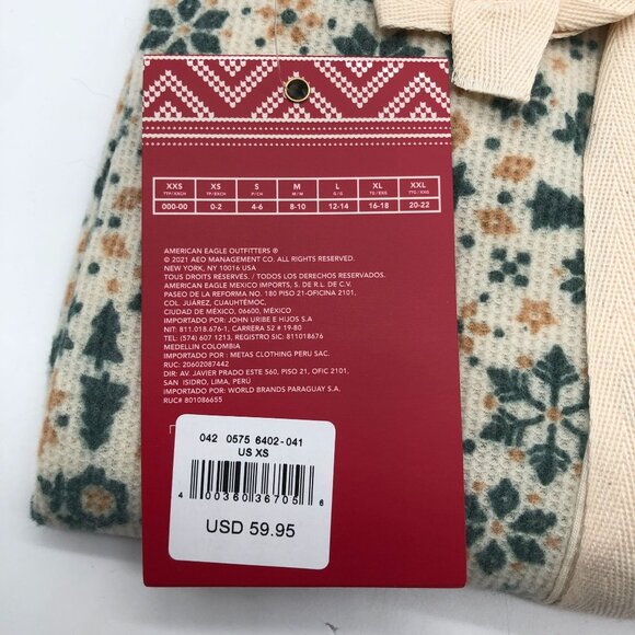 American Eagle Womens Waffle One Piece Pajamas Long-Sleeve Relaxed Fit XS - Picture 5 of 5